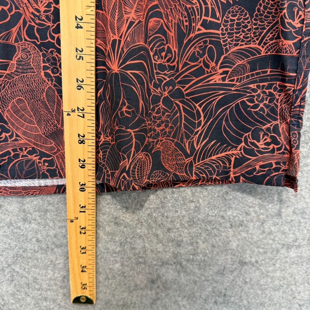 Yiumi Tropical Bird Hawaiian Shirt Mens Large Aloha‎ Breathable Button Tee Red - Picture 8 of 12